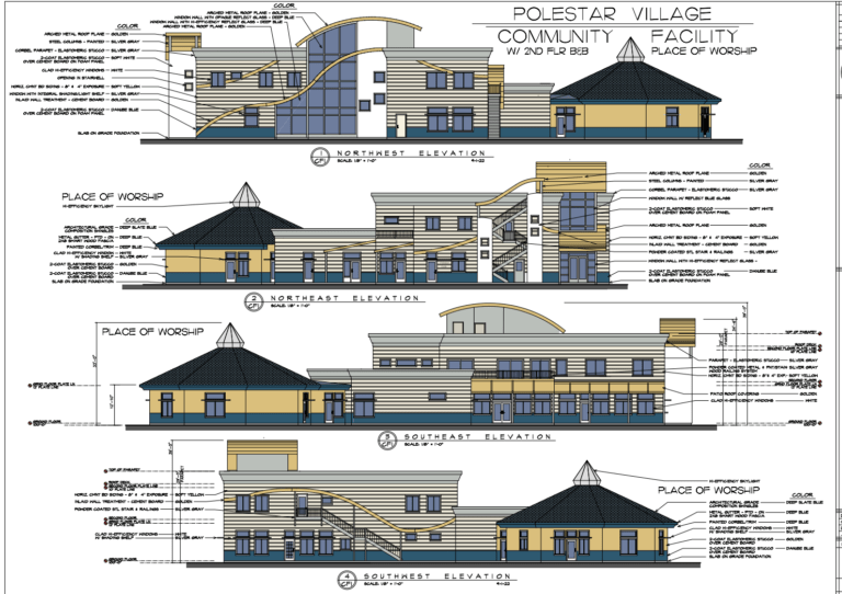 Elevations of Community Center with Bed & Breakfast Apartments